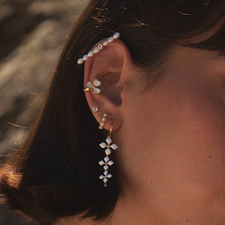 EarCandy Jewelry - Wholesale Cuff/Wrap Earrings - EAR CUFF WHITE LOTUS1