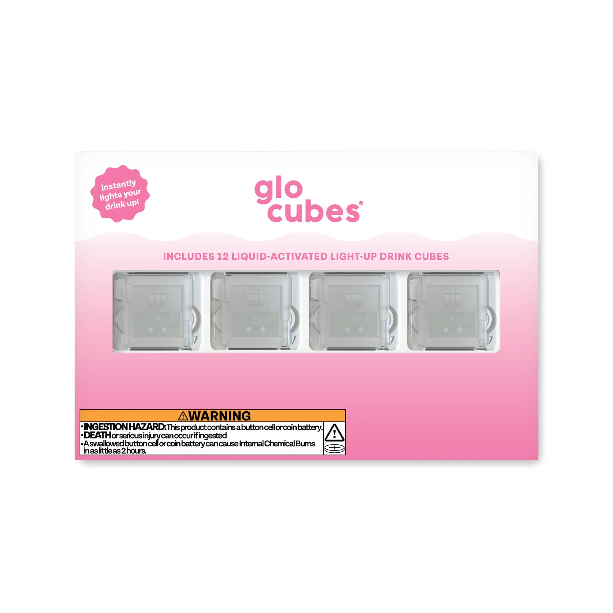Glo Pals - Wholesale Bar Cart - Glo Cubes Pink 12-Pack