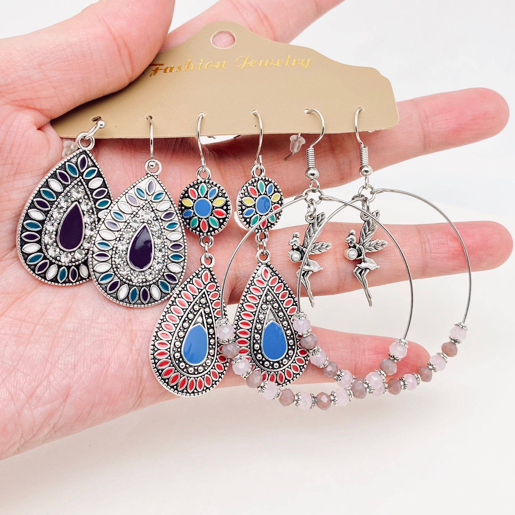 Mio Queena – wholesale Jewellery set – 3Pairs/set Boho Earrings in Different Styles - BJ44