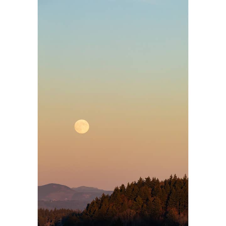 Tirage photographique « Luna » • Lune, coucher de soleil, Oregon, PNW pour la vente par Andrea Morris Art