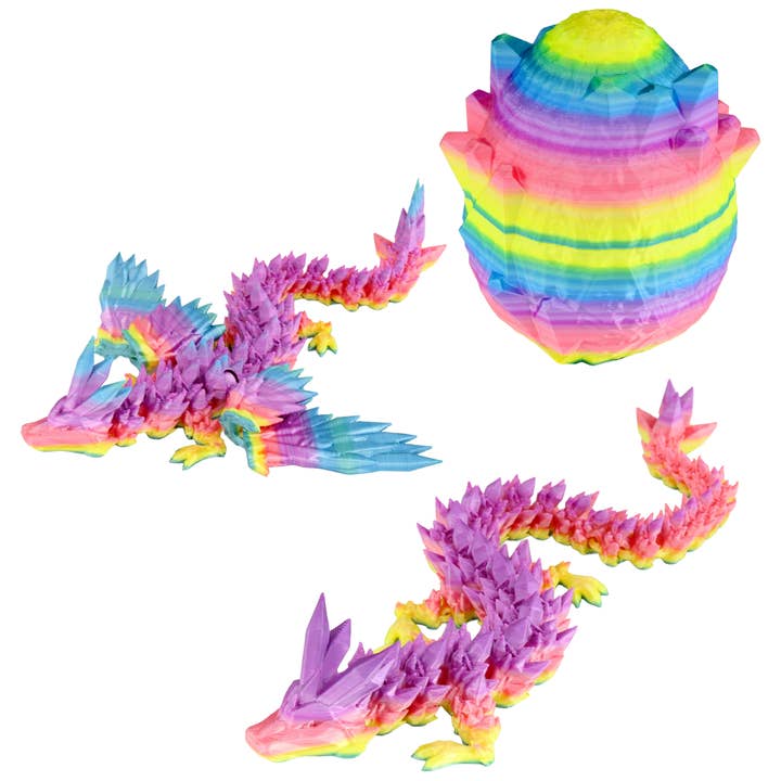 3D Printed Articulated Crystal Dragon (Rainbow) for wholesale by PowerTRC 3D Print