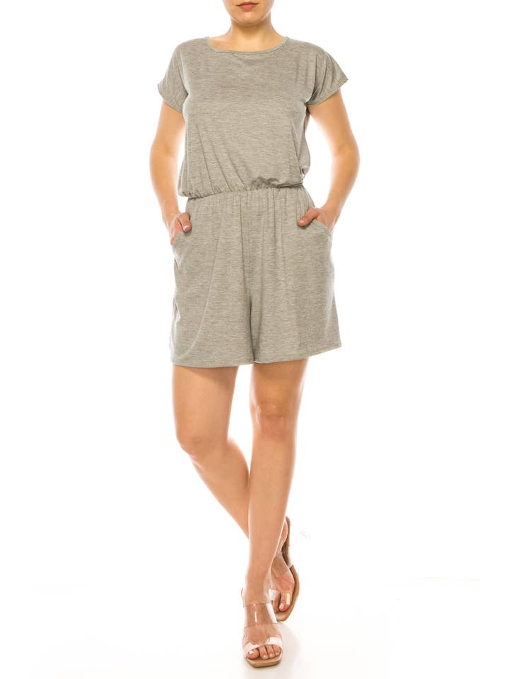 MOA COLLECTION - Wholesale Lounge Romper - Women's - Soft Short Sleeve Romper for Women with Tie Back and Pockets20