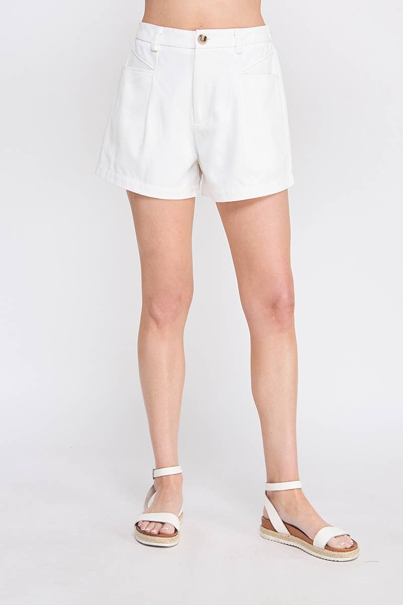 Allie Rose - Wholesale Shorts - Women's - Twill Box Pleat Shorts with Pockets9