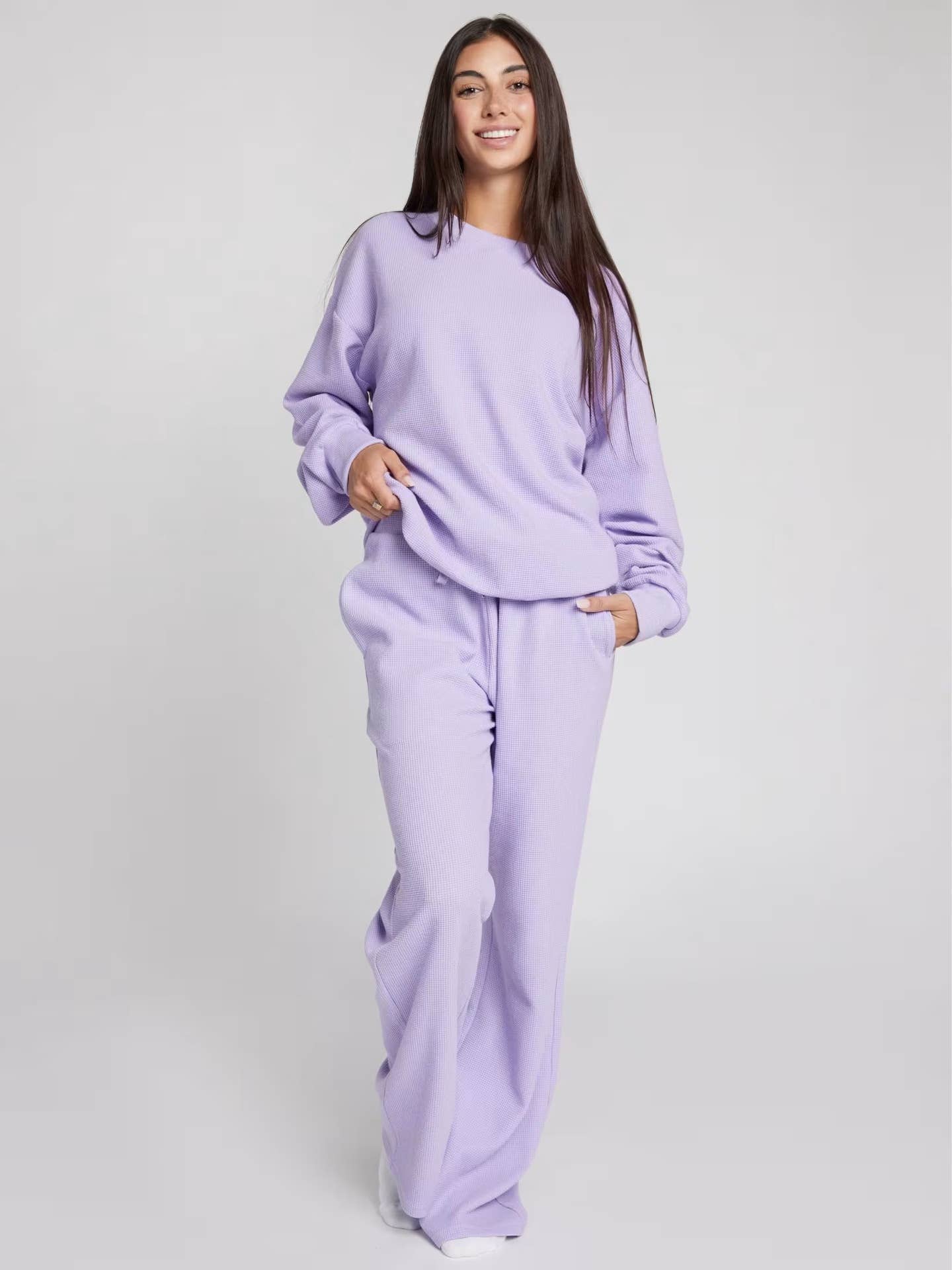 ElevateWell – wholesale Lounge set – Women's – Fashion Casual Solid Color Two-Piece Set1