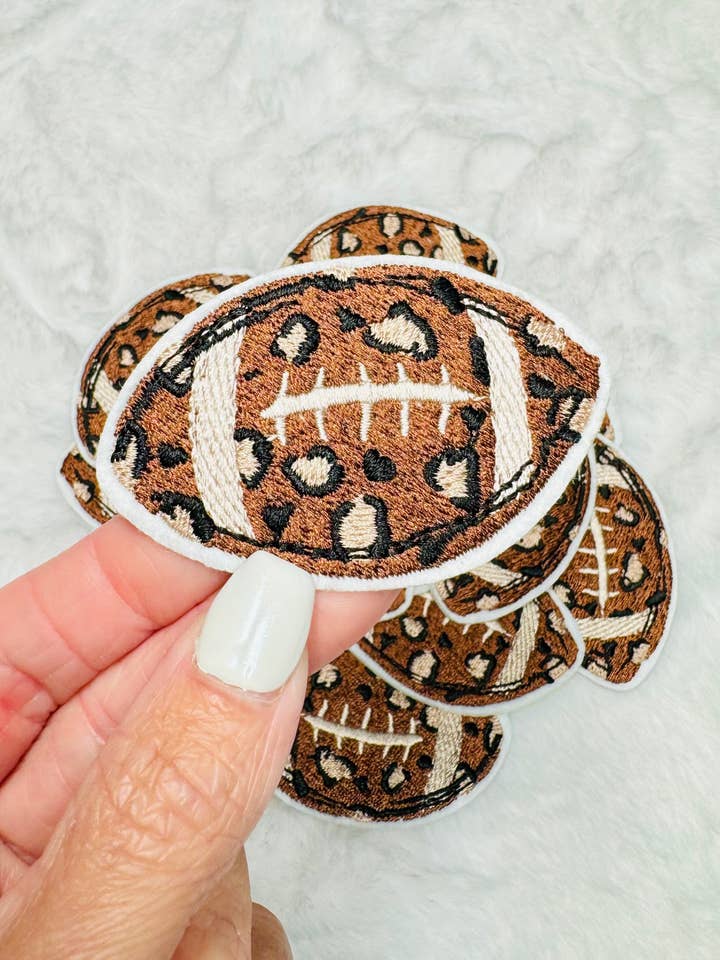 Leopard Football Embroidered Patch for wholesale by Magen Made Designs