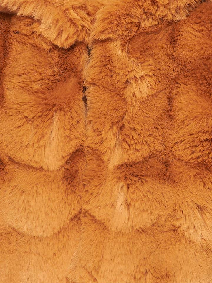 TAUPE Aria Soft Plush Faux Fur Hooded Crop Jacket (HDJ30768) for wholesale on Faire
