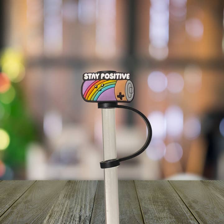 Stay Positive Straw Topper for wholesale by Kailex Boutique Wholesale