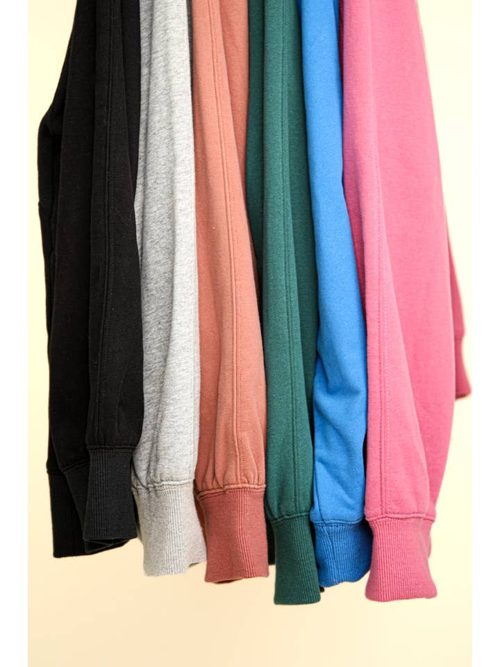 VERY J - Wholesale Sweatshirt - Women's - NT11849-Oversized Sweatshirt Henley Knit Top