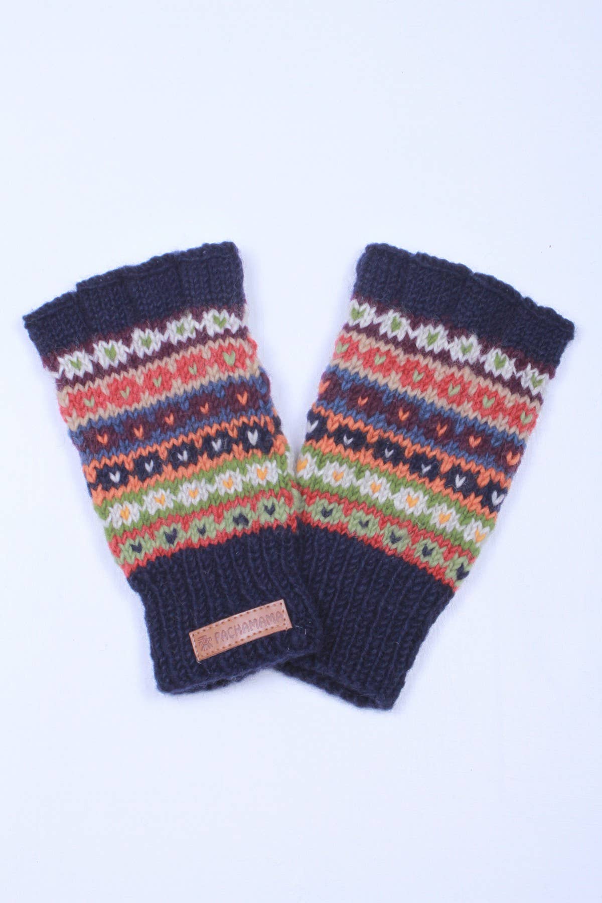Un color Colorado - Guantes sin dedos de punto Fair Isle azul oscuro para mujer de venta al por mayor en Faire3