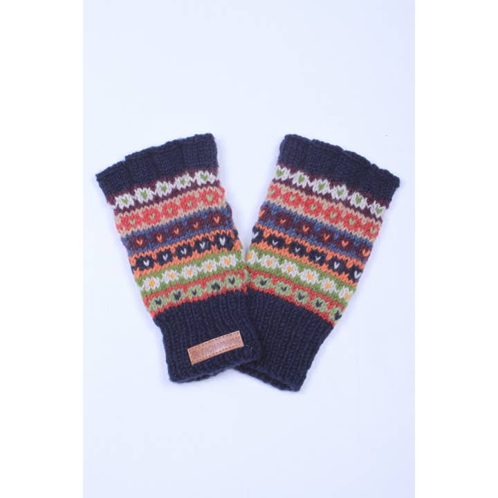 Un color Colorado - Guantes sin dedos de punto Fair Isle azul oscuro para mujer de venta al por mayor en Faire3