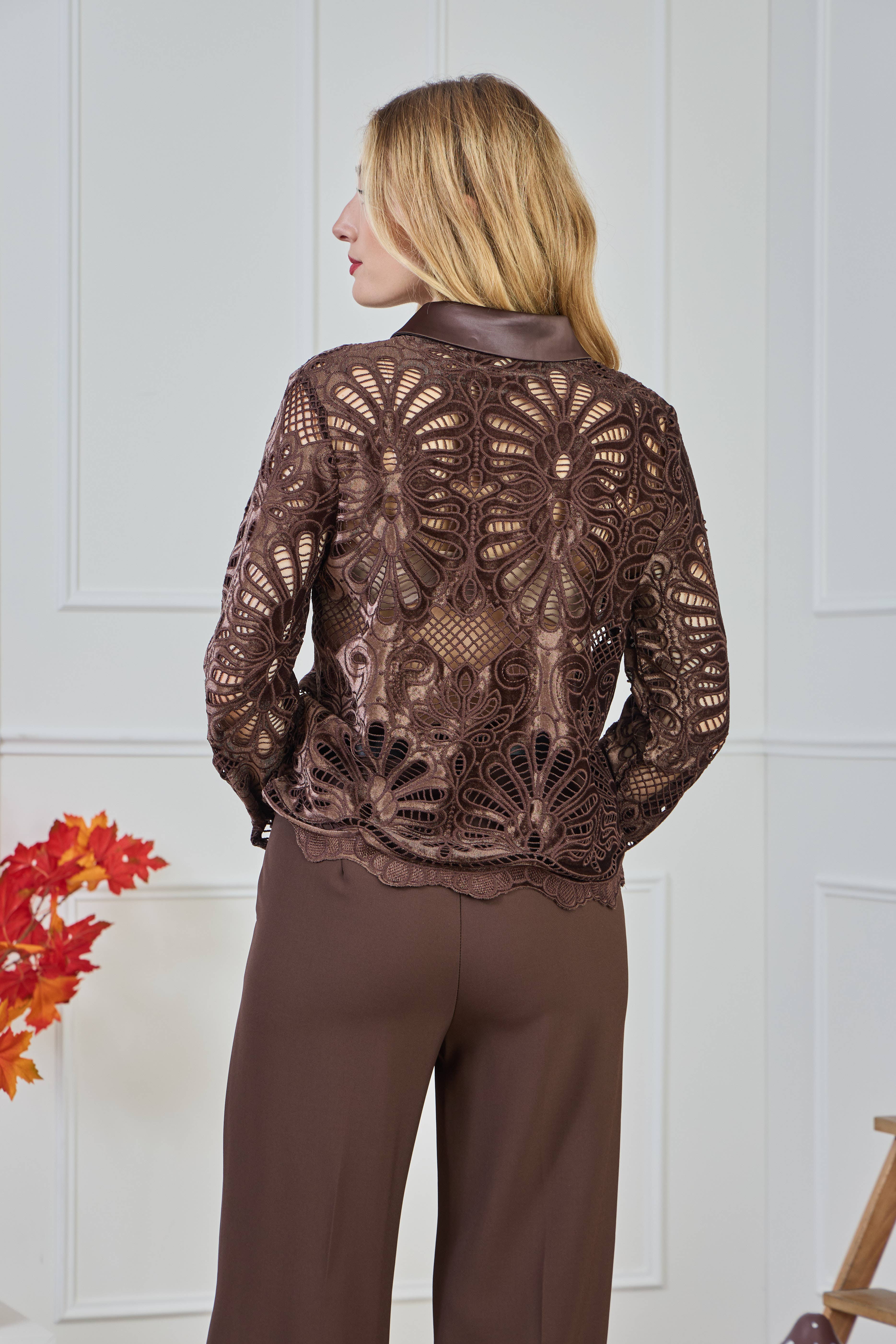 LULUMARY - Wholesale Button Down Shirt - Women's - Lace shirt CH3718