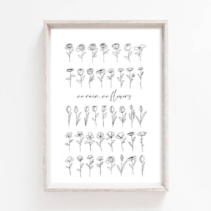 No Rain, No Flowers | Unframed Botanical and Floral Art-315 for wholesale by Love Flora Studio