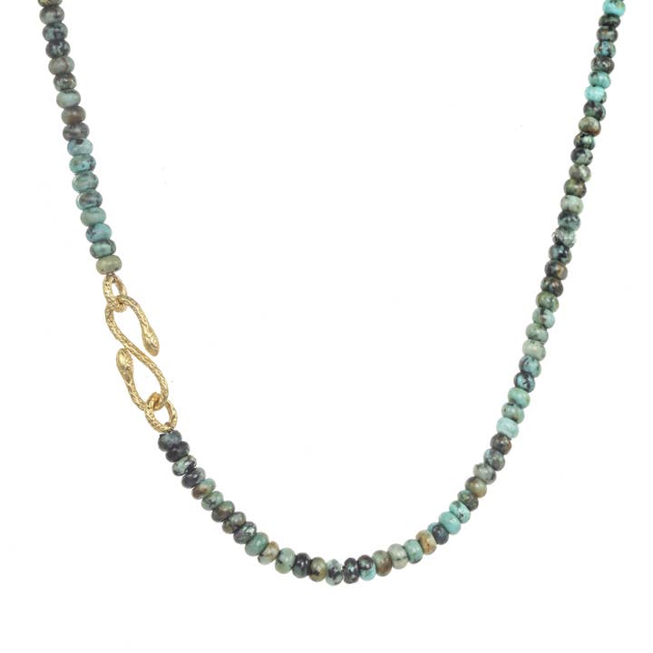 African Turquoise Snake Connector Necklace for wholesale by Rachel Reinhardt