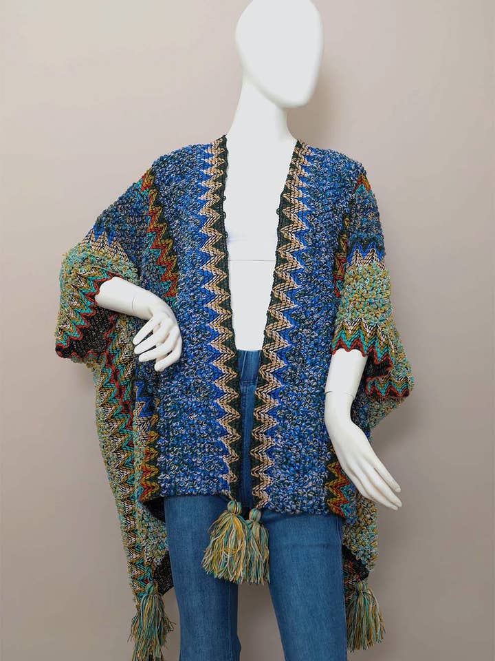 Leto Accessories - Wholesale Kimono - Women's - Plus Size Colorful Crochet Patterned Ruana