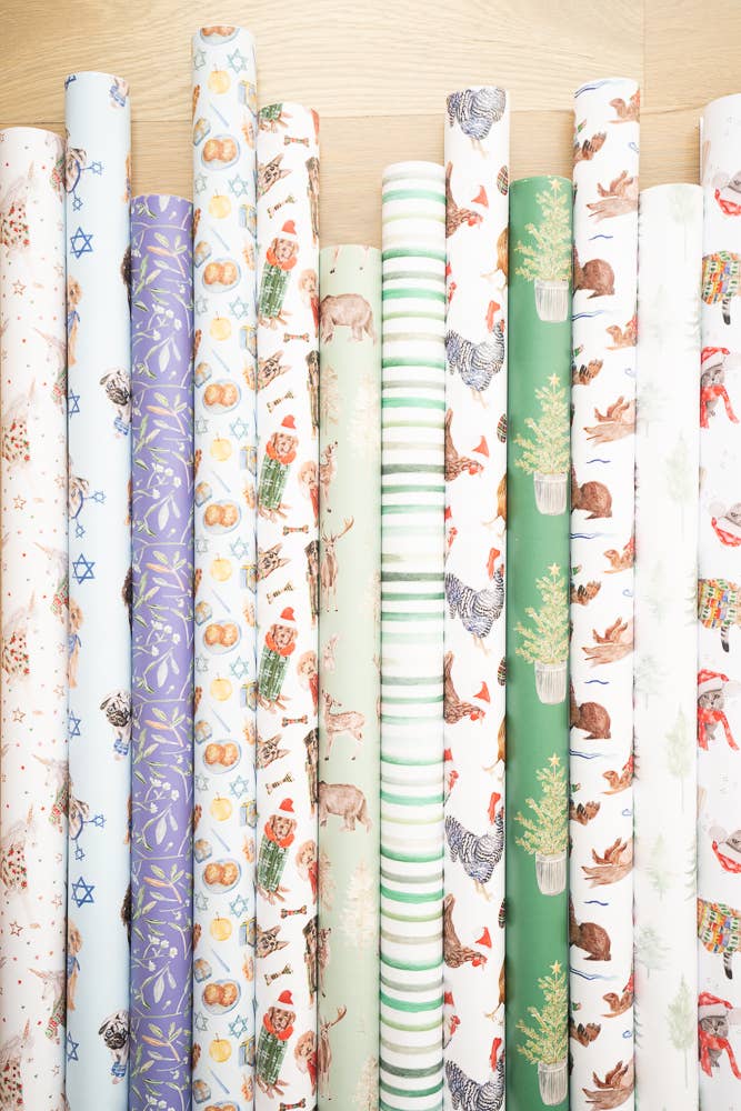Lana's Shop - Wholesale Wrapping Paper Roll - Plaid Holiday Paws Dog Gift Wrap Roll8