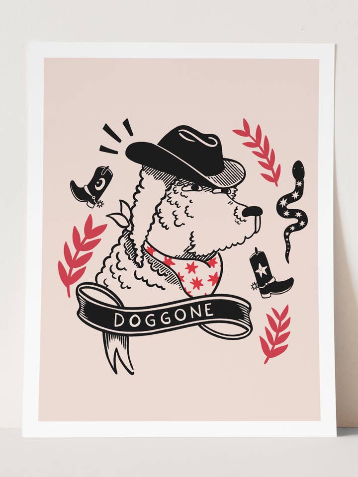 Dog Cowboy - Fine Art Giclee Print | Art Print for wholesale by Fromlinetoline