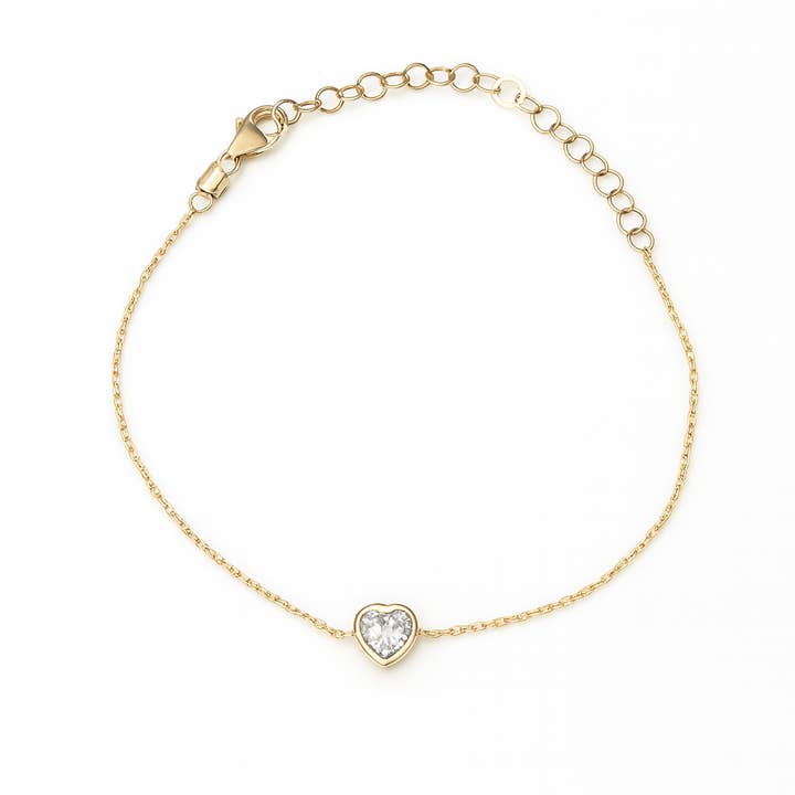 Bracelet Souci en Forme de Cœur - Blanc pour la vente par Ke Bella Jewelry