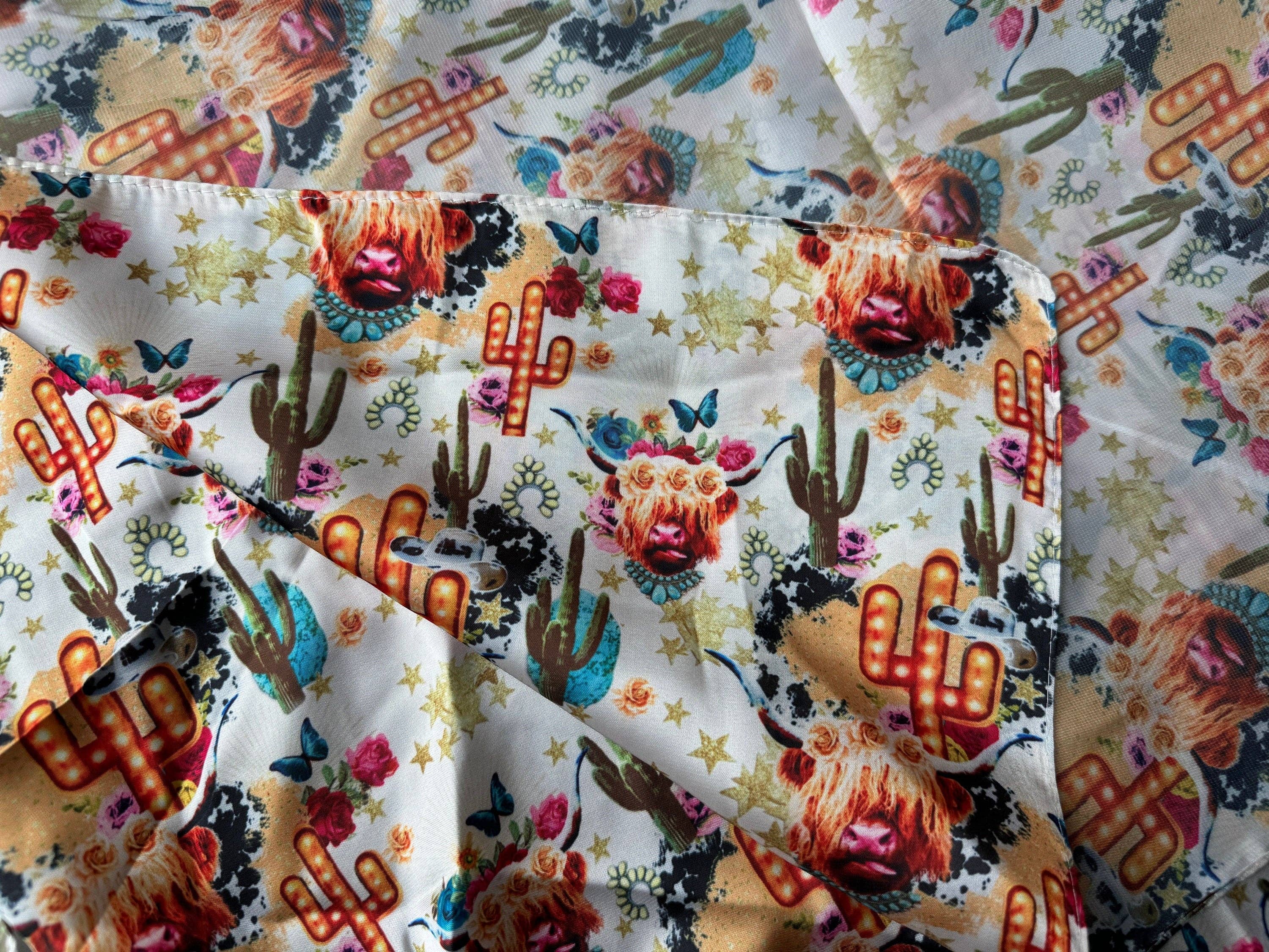 Double B Wild Rags - Wholesale Scarf - Women's - WILD RAG SCARF Boho Cactus Highland Cow Cowboy Cowgirl Western Neck Scarf Bandanna4