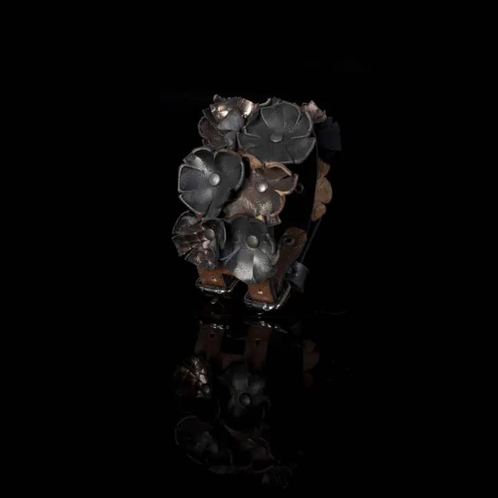 The Dark - Wholesale Cuff Bracelet - The Bloom Sculpted Leather Flower Cuff3