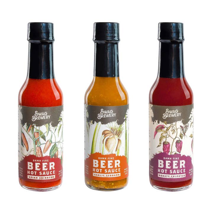 Swag Brewery - Wholesale Hot Sauce - Beer-Infused Hot Sauce 3 Bottle Gift Set