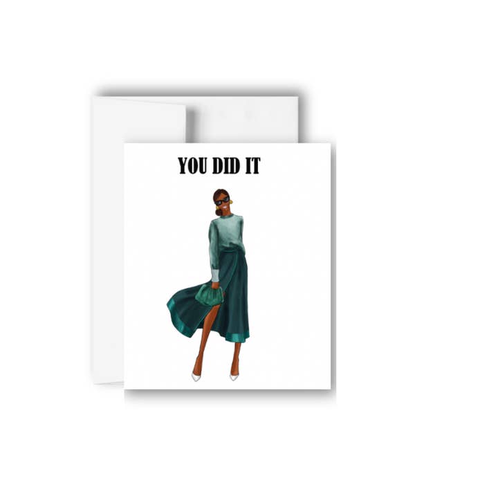 Carte de vœux de félicitations You Did It - Illustration pour femme pour la vente par Brandi Creations Design Studio