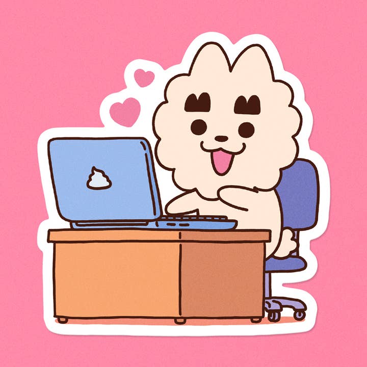 Vinyl sticker "Croissant - computer" for wholesale by Yeaaah! Studio