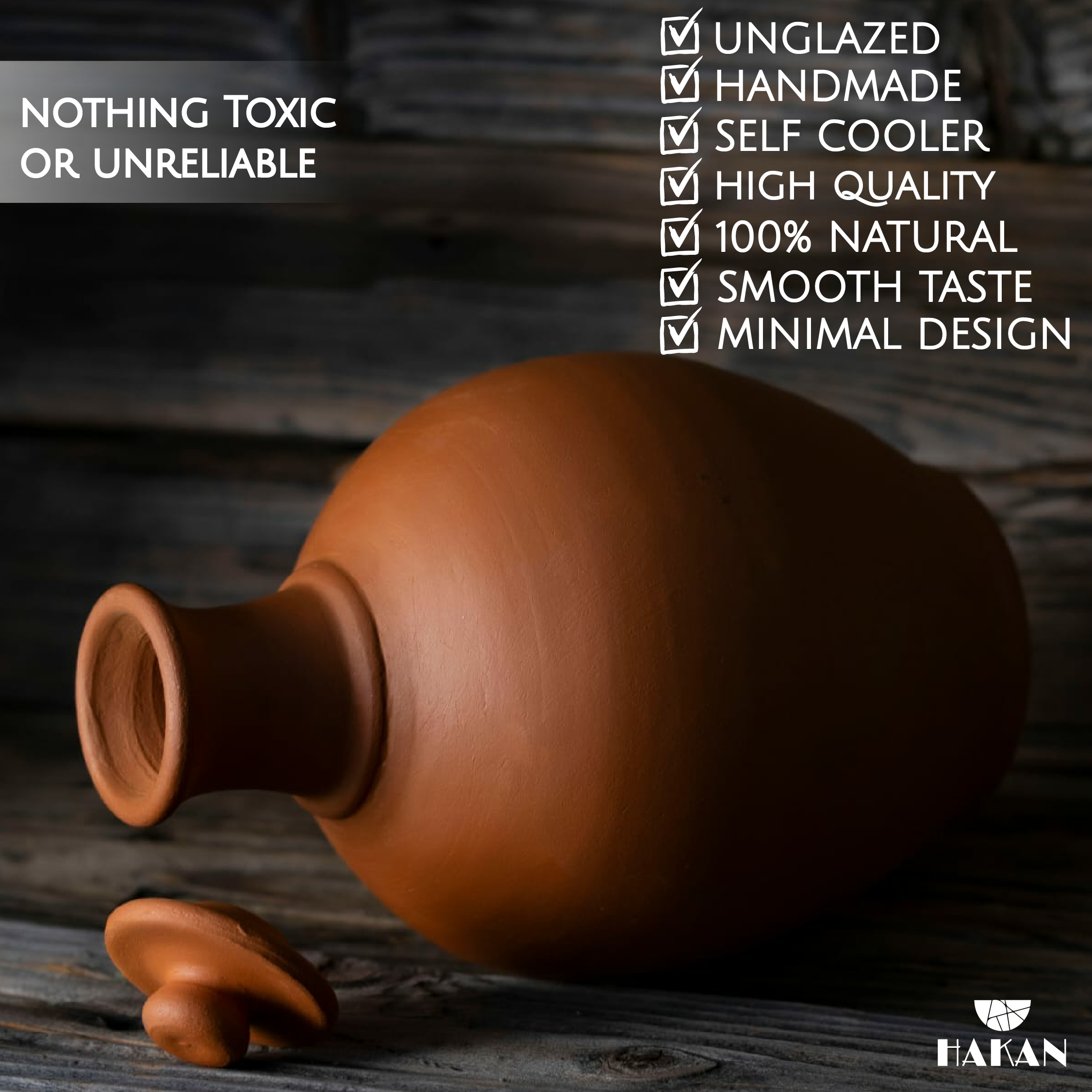 Hakan - Venta al por mayor Jarros - Jarra de barro de terracota Hakan con tapa, jarra hecha a mano, 3 tamaños6