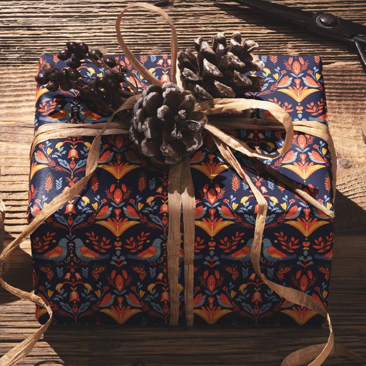 Papel de Embrulho de Arte Popular Nórdica por atacado de MagicMerchEmporium