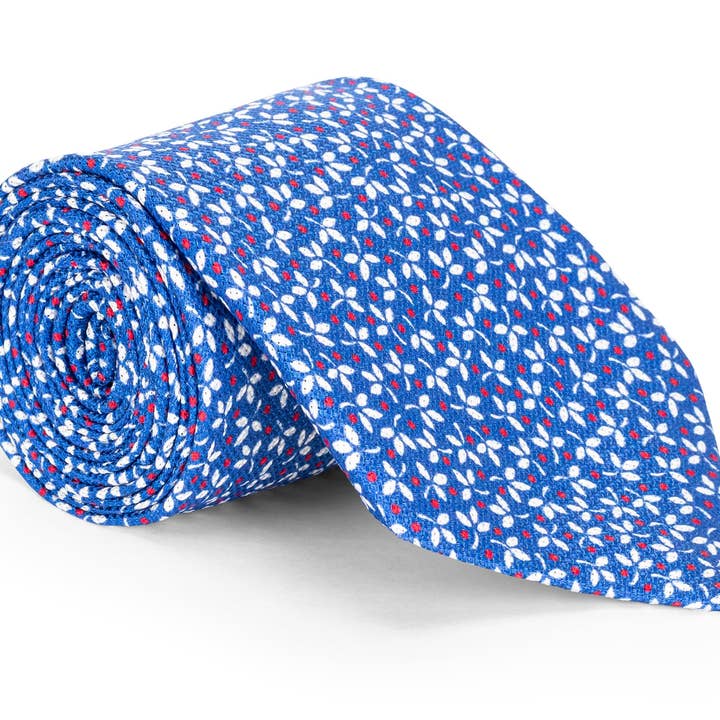 Seneca blauwe stropdas met bloemen voor wholesale door Mountain & Sackett