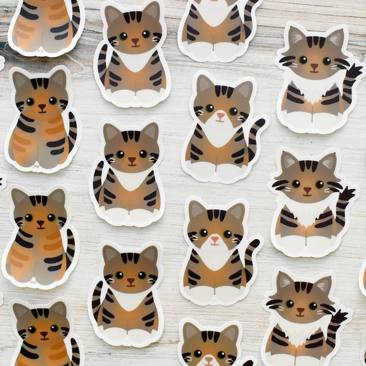 Looks Like My Cat! Torbie cat sticker for wholesale by Chester and Pearl