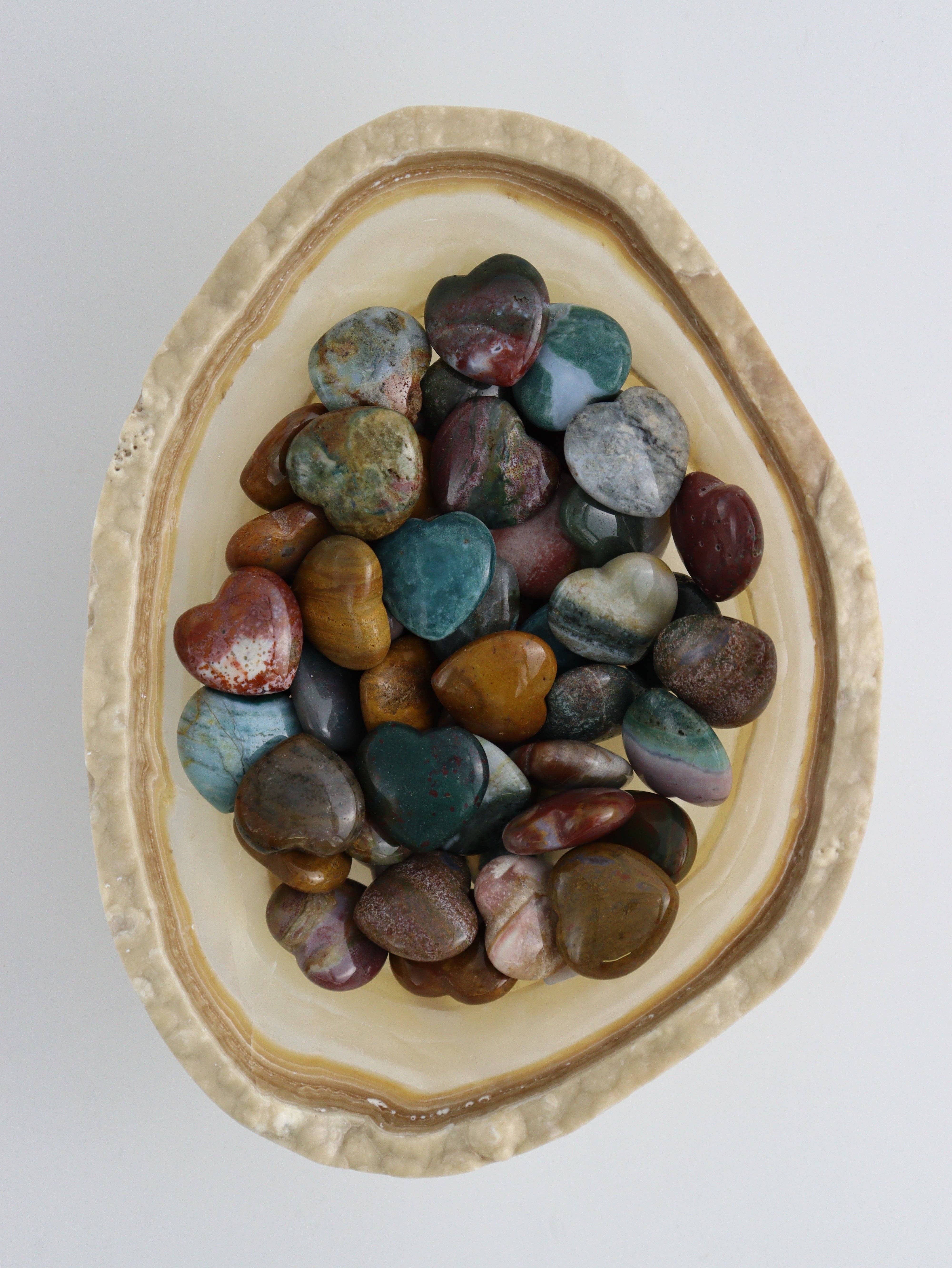 Mi Esperanza Minerals – wholesale Spiritual stone/crystal – 1/2kg Ocean Jasper Hearts1