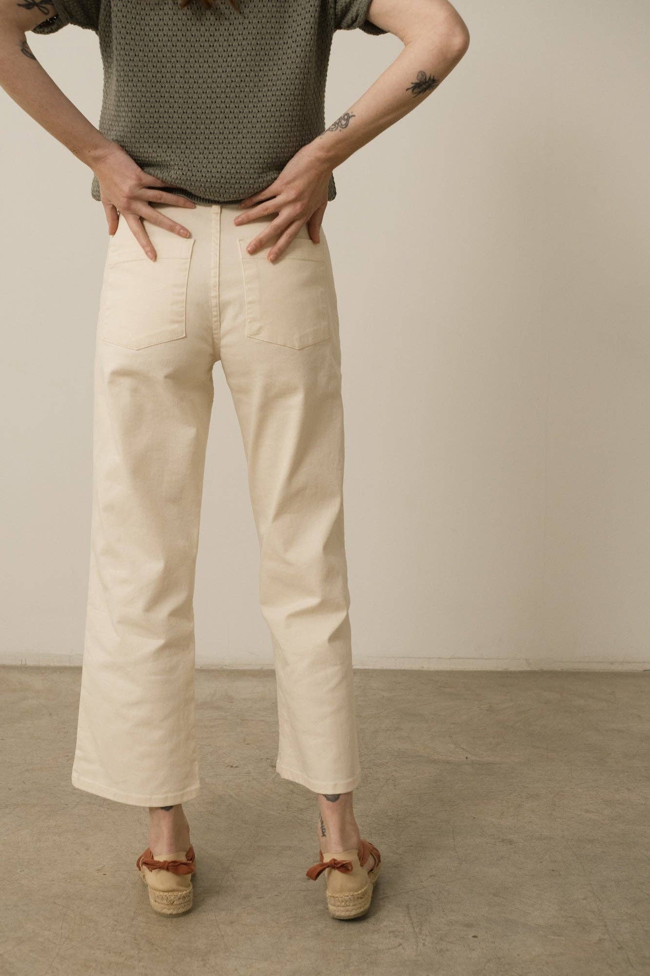 Hani Recycled Cotton Sailor Pants In White for wholesale on Faire1