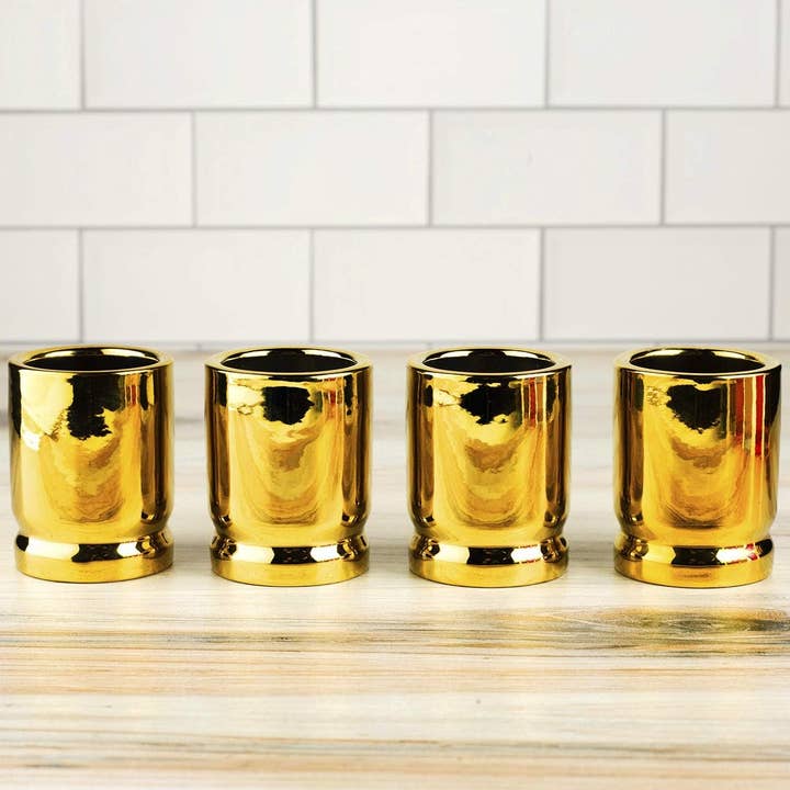 The Wine Savant / Khen Glassware - Vente Verre à shooter - Ensemble de Verres à Shot en Forme de Balle de Calibre 50 - Lot de 4 - Contenance 2 OZ
