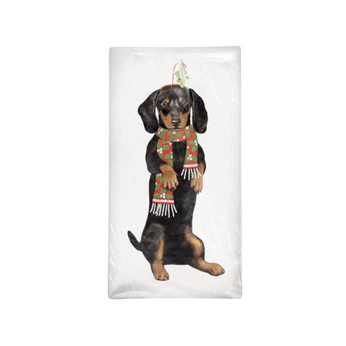 Mary Lake-Thompson Ltd. - Wholesale Tea Towel - Dog Holiday Doxie Bagged Towel