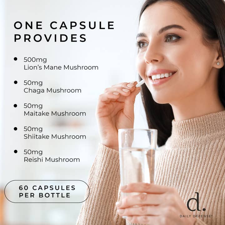 DAILY DEFENSE - Wholesale Oral Supplement/Vitamin - LION'S MANE Mushroom Complex w/Chaga Maitake Reishi Shiitake4