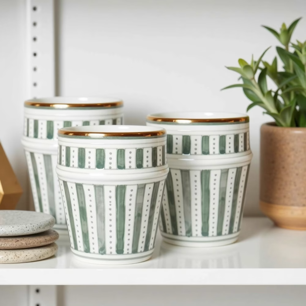 High crafty – wholesale Coffee/tea cup – Hand-Decorated Moroccan Ceramic Tea Cups with Pure Gold Orna5