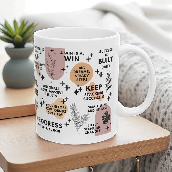 EMESLY - Wholesale Coffee Mug - Small Wins Big Success Motivational Coffee Mug; 11oz/15oz1