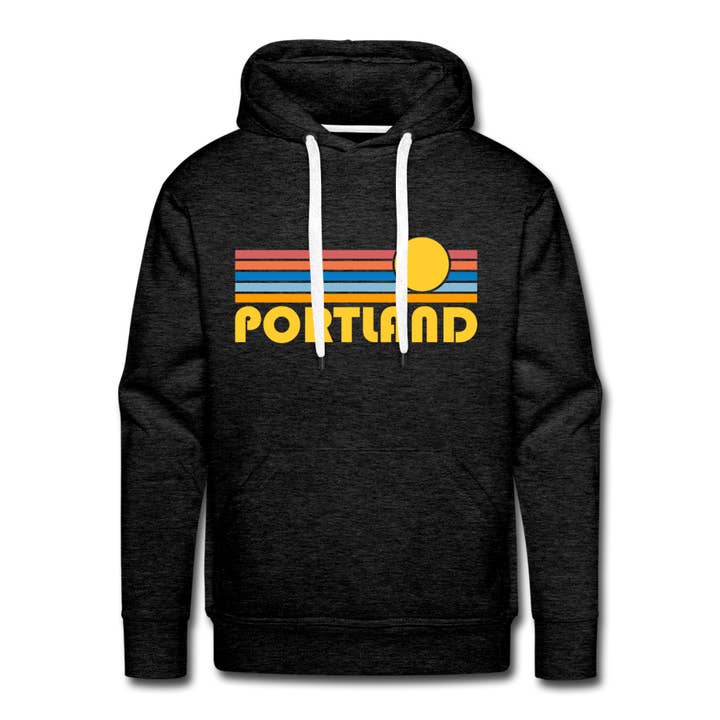 Hey Mountains - Wholesale Hoodie - Men's - Premium Portland, Oregon Hoodie - Retro Sun Portland