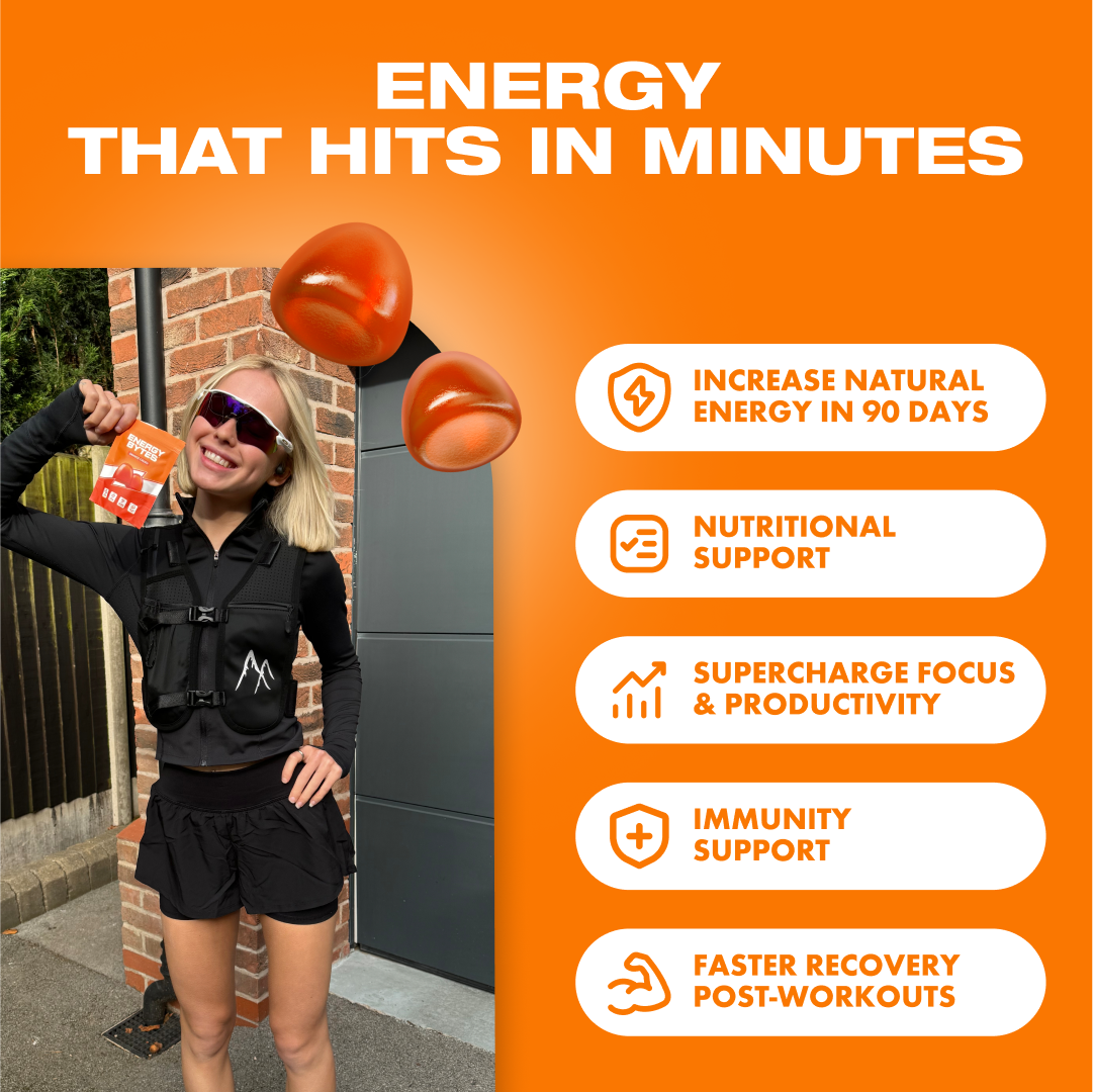 Energy Bytes – Suplemento/vitamina oral por atacado – Gomas de Cafeína Energy Bytes | Orange Crush | Pacote com 12