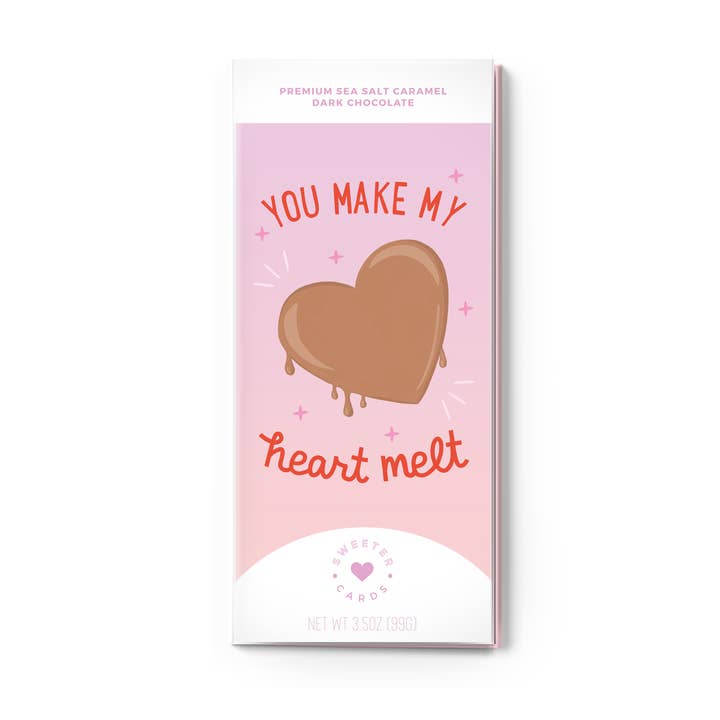 Sweeter Cards Chocolate Bar + Greeting Card in ONE! - Vendita all'ingrosso Biglietti per San Valentino - Biglietto di San Valentino con barretta di cioccolato - Make My Heart Melt
