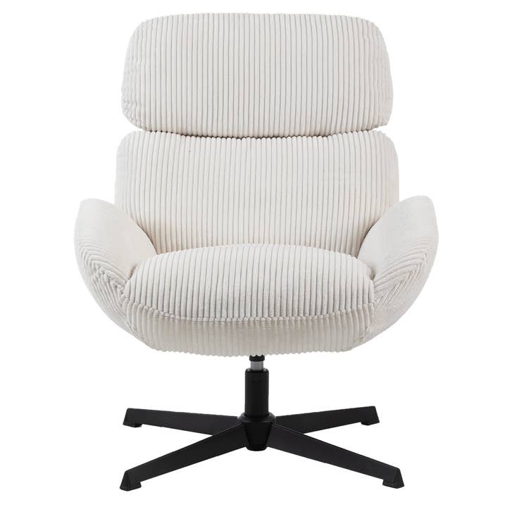 Fauteuil Nicolas velours côtelé pivotant blanc L72 P78 H88cm pour la vente par Opjet Paris