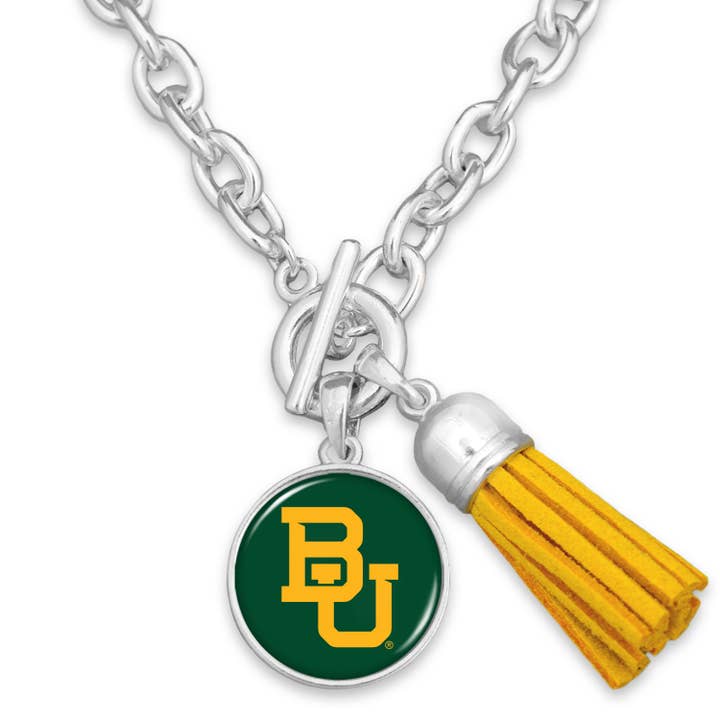 Baylor Bears Suede Tassel Toggle Necklace for wholesale by From The Heart