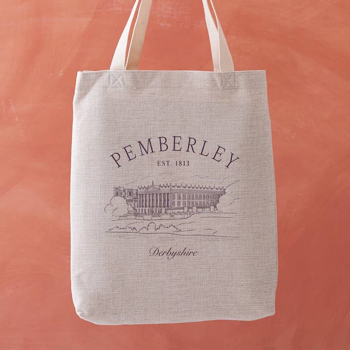 Pemberley Tote Bag – Pride & Prejudice Illustration for wholesale by Bookishly (US Duties Paid)
