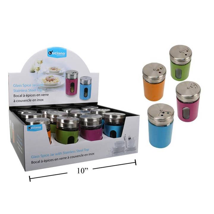 Luciano 12pc Glass Spice Jar With Different Size for wholesale by Luciano Gourmet