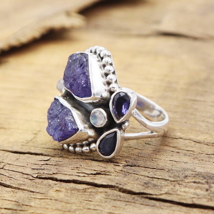 Jay Jools - Wholesale Cocktail/Statement Ring - Raw Gemstone Ring: 925 Sterling Silver Tanzanite Jewelry9