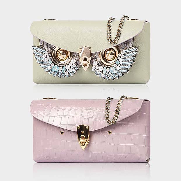 Sac bandoulière réversible – Cuir vert violet – Designer pour la vente par WANACCESSORY