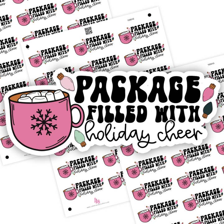 Pakket gevuld met kerstsfeer - zakelijke branding, stickers voor kleine winkels, sticker #: S0662, klaar voor verzending voor wholesale door LLB Designs Studio