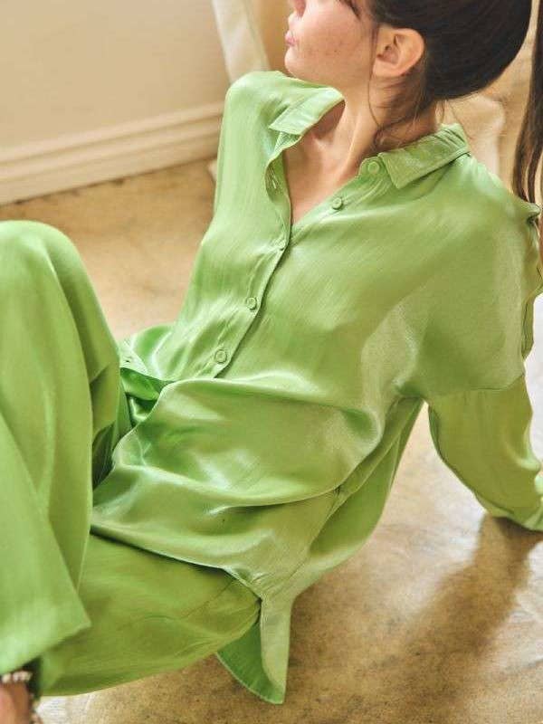 Davi & Dani - Wholesale Pants - Women's - PLUS SOLID CASUAL WIDE LEG BUTTON FULL PANTS