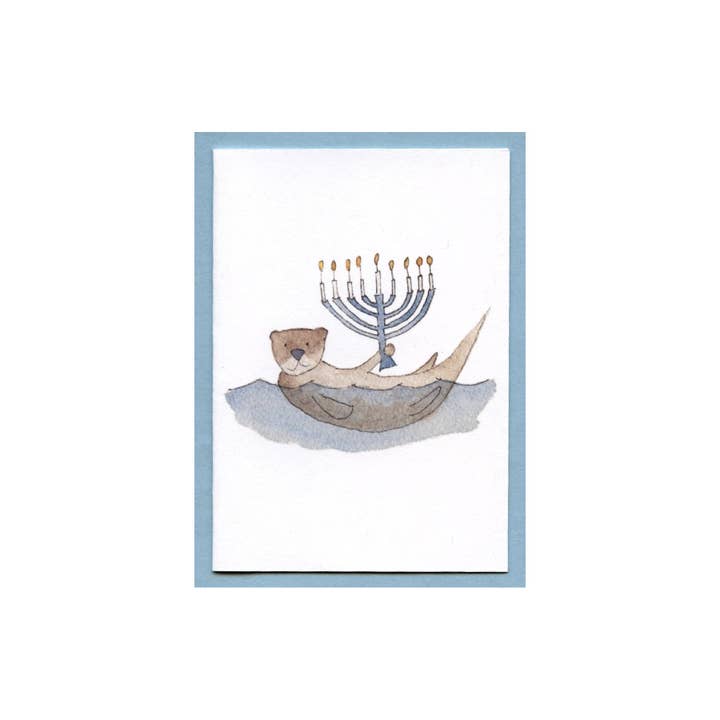 Otter Hanukkah Enclosure Card for wholesale by Zucchini Fish