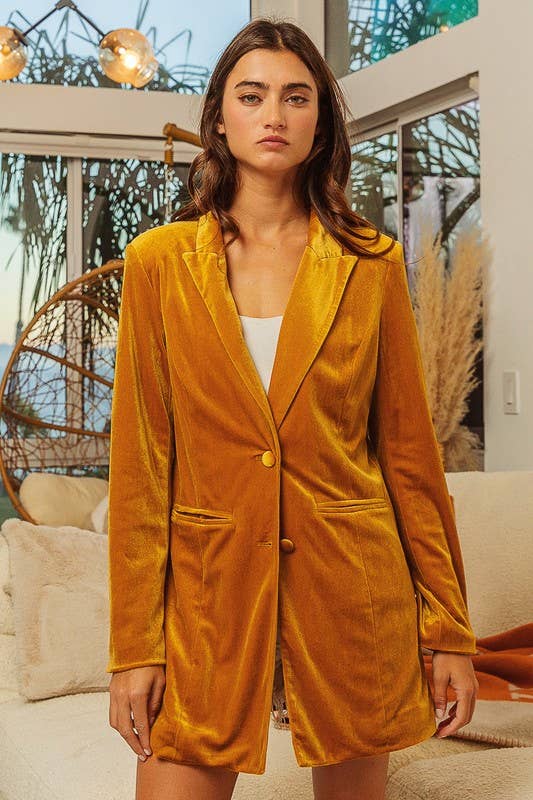 Vanilla Monkey - Wholesale Blazer - Women's - Shiny Velvet Peak Lapel Single Blazer1